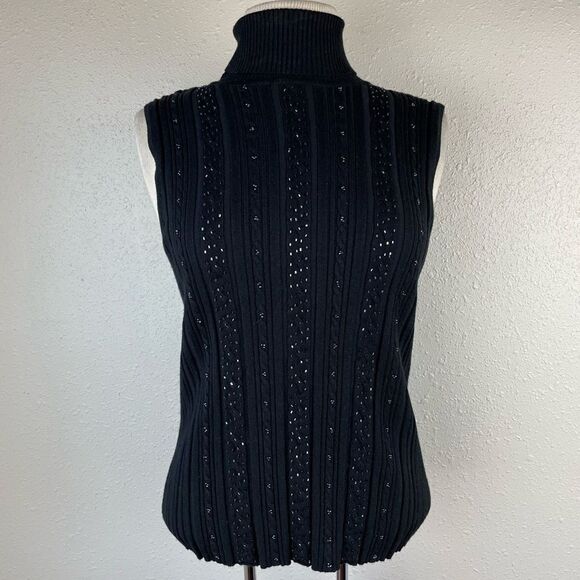 RQT Sleeveless Beaded Sweater Top Size Petite L EUC - Picture 1 of 7